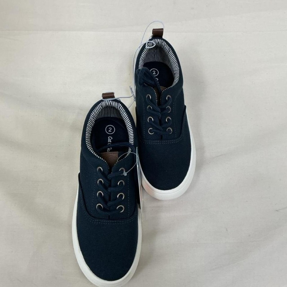 Cat & Jack Navy Blue Canvas Lace-Up Sneakers – Size 2